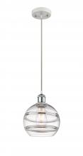  516-1P-WPC-G556-8CL - Rochester - 1 Light - 8 inch - White Polished Chrome - Cord hung - Mini Pendant