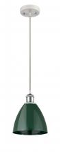 Innovations Lighting 516-1P-WPC-MBD-75-GR - Plymouth - 1 Light - 8 inch - White Polished Chrome - Cord hung - Mini Pendant