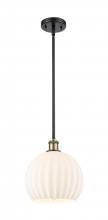  516-1S-BAB-G1217-10WV - White Venetian - 1 Light - 10 inch - Black Antique Brass - Mini Pendant