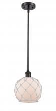  516-1S-OB-G121-8RW - Farmhouse Rope - 1 Light - 8 inch - Oil Rubbed Bronze - Mini Pendant