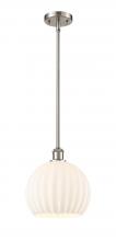  516-1S-SN-G1217-10WV - White Venetian - 1 Light - 10 inch - Brushed Satin Nickel - Mini Pendant