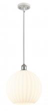  516-1S-WPC-G1217-12WV - White Venetian - 1 Light - 12 inch - White Polished Chrome - Mini Pendant