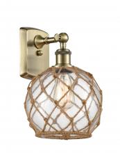  516-1W-AB-G122-8RB - Farmhouse Rope - 1 Light - 8 inch - Antique Brass - Sconce