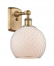  516-1W-BB-G121-8CSN - Farmhouse Chicken Wire - 1 Light - 8 inch - Brushed Brass - Sconce