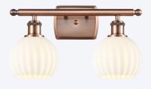  516-2W-AC-G1217-6WV - White Venetian - 2 Light - 16 inch - Antique Copper - Bath Vanity Light