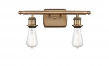  516-2W-BB - Bare Bulb - 2 Light - 16 inch - Brushed Brass - Bath Vanity Light