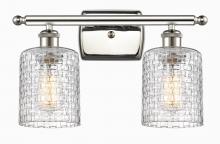  516-2W-PN-G112C-5CL - Cobbleskill - 2 Light - 15 inch - Polished Nickel - Bath Vanity Light