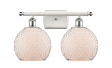  516-2W-WPC-G121-8CSN - Farmhouse Chicken Wire - 2 Light - 18 inch - White Polished Chrome - Bath Vanity Light