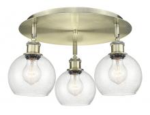  516-3C-AB-G124-6 - Athens - 3 Light - 18 inch - Antique Brass - Flush Mount