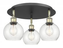  516-3C-BAB-G124-6 - Athens - 3 Light - 18 inch - Black Antique Brass - Flush Mount