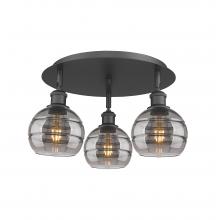  516-3C-BK-G556-6SM - Rochester - 3 Light - 18 inch - Matte Black - Flush Mount