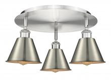  516-3C-SN-M8-SN - Ballston - 3 Light - 18 inch - Satin Nickel - Flush Mount