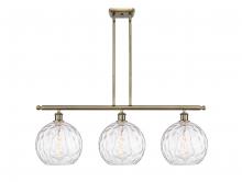  516-3I-AB-G1215-10 - Athens Water Glass - 3 Light - 37 inch - Antique Brass - Cord hung - Island Light