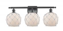  516-3W-BK-G121-8RW - Farmhouse Rope - 3 Light - 28 inch - Matte Black - Bath Vanity Light