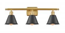  516-3W-SG-M8-BK - Smithfield - 3 Light - 27 inch - Satin Gold - Bath Vanity Light