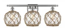  516-3W-SN-G122-8RB - Farmhouse Rope - 3 Light - 28 inch - Brushed Satin Nickel - Bath Vanity Light