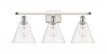  516-3W-WPC-GBC-82 - Berkshire - 3 Light - 28 inch - White Polished Chrome - Bath Vanity Light