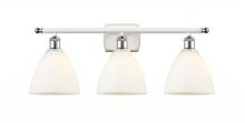  516-3W-WPC-GBD-751 - Bristol - 3 Light - 28 inch - White Polished Chrome - Bath Vanity Light