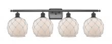  516-4W-OB-G121-8RW - Farmhouse Rope - 4 Light - 38 inch - Oil Rubbed Bronze - Bath Vanity Light