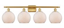  516-4W-SG-G121-8CSN - Farmhouse Chicken Wire - 4 Light - 38 inch - Satin Gold - Bath Vanity Light