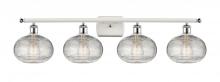  516-4W-WPC-G555-8CL - Ithaca - 4 Light - 38 inch - White Polished Chrome - Bath Vanity Light