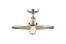  517-1CH-SN-MFR-SN-16 - Railroad - 1 Light - 16 inch - Brushed Satin Nickel - Semi-Flush Mount