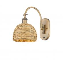  518-1W-BB-RBD-8-NAT - Woven Rattan - 1 Light - 8 inch - Brushed Brass - Sconce