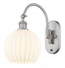  518-1W-SN-G1217-8WV - White Venetian - 1 Light - 8 inch - Brushed Satin Nickel - Sconce