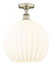  616-1F-AB-G1217-14WV - White Venetian - 1 Light - 14 inch - Antique Brass - Semi-Flush Mount