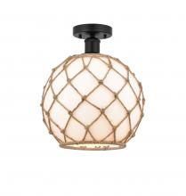  616-1F-BK-G121-10RB - Farmhouse Rope - 1 Light - 10 inch - Matte Black - Semi-Flush Mount