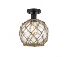  616-1F-BK-G122-8RB - Farmhouse Rope - 1 Light - 8 inch - Matte Black - Semi-Flush Mount