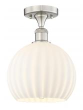  616-1F-SN-G1217-10WV - White Venetian - 1 Light - 10 inch - Brushed Satin Nickel - Semi-Flush Mount