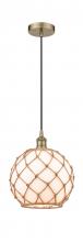  616-1P-AB-G121-10RB - Farmhouse Rope - 1 Light - 10 inch - Antique Brass - Cord hung - Mini Pendant