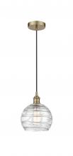  616-1P-AB-G1213-8 - Athens Deco Swirl - 1 Light - 8 inch - Antique Brass - Cord hung - Mini Pendant