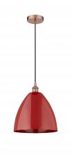 Innovations Lighting 616-1P-AC-MBD-12-RD - Plymouth - 1 Light - 12 inch - Antique Copper - Cord hung - Mini Pendant