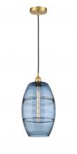  616-1P-SG-G557-10BL - Vaz - 1 Light - 10 inch - Satin Gold - Cord hung - Mini Pendant