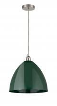  616-1P-SN-MBD-16-GR - Plymouth - 1 Light - 16 inch - Brushed Satin Nickel - Cord hung - Mini Pendant
