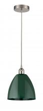  616-1P-SN-MBD-9-GR - Plymouth - 1 Light - 9 inch - Brushed Satin Nickel - Cord hung - Mini Pendant