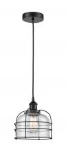  616-1PH-BK-G74-CE - Bell Cage - 1 Light - 9 inch - Matte Black - Mini Pendant