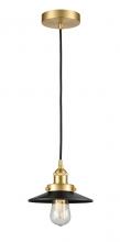  616-1PH-SG-M6-BK - Edison - 1 Light - 8 inch - Satin Gold - Cord hung - Mini Pendant