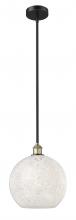  616-1S-BAB-G1216-12WM - White Mouchette - 1 Light - 12 inch - Black Antique Brass - Stem Hung - Mini Pendant