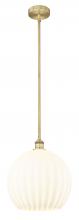  616-1S-BB-G1217-14WV - White Venetian - 1 Light - 14 inch - Brushed Brass - Stem Hung - Pendant