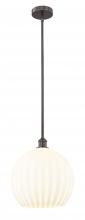  616-1S-OB-G1217-14WV - White Venetian - 1 Light - 14 inch - Oil Rubbed Bronze - Stem Hung - Pendant