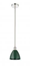  616-1S-PN-MBD-75-GR - Plymouth - 1 Light - 8 inch - Polished Nickel - Cord hung - Mini Pendant