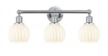  616-3W-PC-G1217-6WV - White Venetian - 3 Light - 24 inch - Polished Chrome - Bath Vanity Light