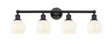  616-4W-OB-G1217-6WV - White Venetian - 4 Light - 33 inch - Oil Rubbed Bronze - Bath Vanity Light