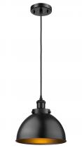  916-1P-BK-MFD-10-BK - Derby - 1 Light - 10 inch - Matte Black - Cord hung - Mini Pendant