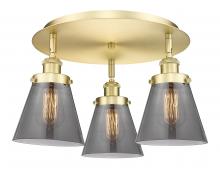  916-3C-SG-G63 - Cone - 3 Light - 18 inch - Satin Gold - Flush Mount