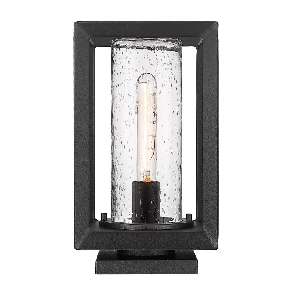 Smyth NB Pier Mount - Outdoor in Natural Black with Seeded Glass Shade