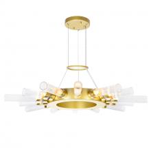 CWI Lighting 1121P28-14-602 - Collar 14 Light Chandelier With Satin Gold Finish